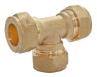 Té laiton égal bague laiton à compression - Tube cuivre Ø14