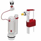 Mécanisme de chasse complet pour réservoir de WC avec alimentation latérale 12/17 (3/8''), Economie d'eau grâce à la bouble chasse 3/6 litres ou 3/4 litres, installation facile grâce au mécansime à câble: aucun réglage nécessaire.