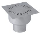 siphon de sol inox sort.Vert GE50mm 200x200 ø100 mm trous ronds microbillé 3 Kn