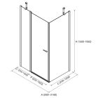 Paroi - VITTE segment fixe de la façade avec porte + panneau latéral fixe transparent avec profil noir 2001-2100x1500-1950 mm