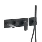 BAIN DOUCHE MURAL PROFILO ENCASTRE 2 SORTIES CHROME NOIR BROSSE
