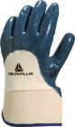 Gants nitrile lourd sur support jersey - dos aéré - manchette toile Bleu T10