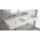 Plan vasque VENETO 1210 double PORCELAINE BLANCHE deux vasques sans siphon. ni b