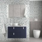 Meuble suspendu UNIIQ 1200 NIGHT BLUE droite 1 porte et 2 tiroirs et fermeture