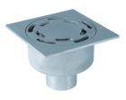 siphon de sol inox sort.Vert GE50mm 250x250 ø100 mm trous oblongs 15kN microbillé