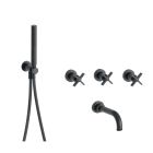 BAIN/DOUCHE ENCASTRE 2 SORTIES CROSS ROAD COMPLET CHROME NOIR BROSSE
