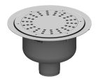 siphon de sols souples cloche sort. Vert  avec platine GE50mm  D200 ø 63 mm  Trous ronds Ø08 mm, verrouillé 3kn