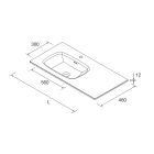 Vasque sur mesure de 1801 jusqu´à 2000 avec vasque (56cm), sans siphon ni bonde de vidage clic-clac, avec ou sans usinage SOLID SURFACE BLANC MAT 1801 - 2000 x 12 x 460 mm