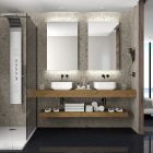 Plan de toilette COMPAKT 51 de 2001 à 2500 mm. avec deux vasques à poser CHÈNE H