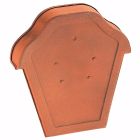 Fronton pour faîtière terre cuite - Losangée Flammé rustique - long. 30 cm x larg. 28 cm