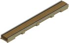Caniveau en béton polymère avec grille inox bois chêne - SELF 100 - long. 1m x larg. 100mm x haut. 55mm - classe A15
