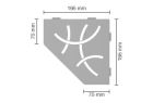 Tablette, design alu finition structuree Schluter-SHELF-E-S2 CURVE 195x195mm aluminium finition structuree sable - haut. 5mm