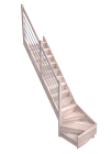 TRENDY ECO HÊTRE ESCALIER 1/4 T GAUCHE + RAMPE ALU