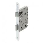 Serrure à encastrer universelle coffre 130 mm bec de cane à condamnation ou clé L, axe 50 mm, droite réversible, blanc, 1 clé, gâche incluse