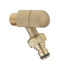 robinet de jardin design 1/4T M15x21 nez M20x27 avec raccord automatique finition laiton brut