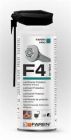 F4 est un débloquant multifonction pour multiples applications.  ▪ DEBLOQUE ▪ LUBRIFIE ▪ NETTOIE   ▪ PROTÈGE  ▪ HYDROFUGE ▪ ANTI CORROSIF   Résistant à l’eau même marine, il lubrifie et garantit une protection excellente.  - F4 400ml Cobra