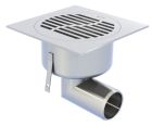 SIPHON ACO SHOWERDRAIN DESIGN 100x100MM INOX 304 COUV WAVE INOX 304 BROSSE SORTIE H GE15MM DN40
