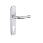 Ensemble poignée de porte Leto aluminium argent 165 mm à cylindre