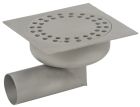 siphon de sol inox sort.horiz. GE50mm 200x200 ø63 mm trous ronds verrouillé microbillé 3 Kn