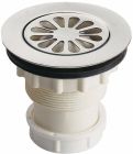 BB202 - Bonde de douche plastique Ø60 sortie verticale - NF - Convient pour évier grès - Sortie à coller Ø40 ou à visser 40/49
