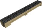 Caniveau en béton polymère avec grille fonte Voronoï couleur Noir standard - ACO SELF - long. 1m x larg. 100mm x haut. 95mm - classe B125