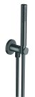 applique prise d'eau douchette flexible chrome noir brosse