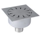 siphon de sol inox sort.Vert GE50mm 200x200 ø63 mm trous oblongs microbillé 3 Kn
