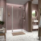 Paroi - VITTE segment avec porte + fixe en ligne transparent avec profil chromé 1701-1800x1500-1950 mm