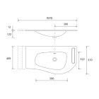 Plan vasque MAM 1590 gauche avec porte-serviettes avec porte-serviette, sans siphon ni bonde de vidage clic-clac SOLID SURFACE BLANC MAT 1590 x 12 x 510 mm