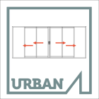 Menuiserie aluminium à rupture de pont thermique, thermolaquée, fabrication française sur mesure - Galandage URBAN 4 vantaux 2 rails