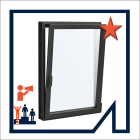Menuiserie aluminium à rupture de pont thermique, thermolaquée, fabrication française sur mesure - Frappe 1 vantail à la française ou oscillo battant, pour pose en applique. Avec ou sans passage VR. Avec ou sans VR monobloc ou 1/2 linteau intégré.