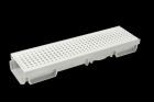Caniveau bas avec grille piscine PVC blanc - long. 0,5m x larg. 130mm - classe A15