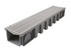 Caniveau avec grille PVC gris clair - long. 1m x larg. 200mm - classe A15