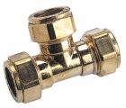 Té laiton égal bague laiton à compression - Tube cuivre Ø12