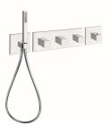 facade quadri horizontal thermostatique 3 sorties + douchette chrome