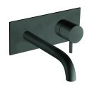 lavabo mural triverde avec plaque bec 18 cm black mat ex tv276