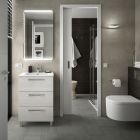 Meuble FUSSION CHROME 600 3 tiroirs  SBIANCATO 598 x 868 x 450 mm