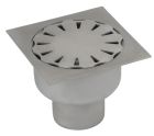 siphon de sol inox sort.Vert GE50mm 200x200 ø100 mm trous oblongs microbillé 3 Kn