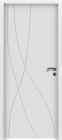 Porte de communication en bois - TRIX Gravée Technidecor poussant droit ame pleine blanc  - haut. 204 cm x larg. de 53 à 123 cm