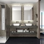 Plan de toilette COMPAKT 51 de 1201 á 1400 mm. avec deux vasques à poser GRIS PI