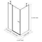 Paroi - VITTE segment fixe de la façade avec porte + panneau latéral fixe transparent avec profil noir 1901-2000x1500-1950 mm
