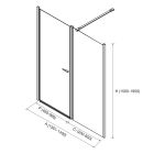 Paroi - VITTE entre les murs 2 modules segment fixe avec porte transparent avec profil noir 1301-1400x1500-1950 mm