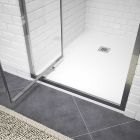 Parois de douche HABITAT avec profil noirparoi façade de douche une porte et un volet pivotant TRANSPARENT 915 - 955x1950 mm
