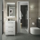 Meuble FUSSION CHROME 600 3 tiroirs  BLANC BRILLANT 598 x 868 x 450 mm