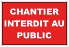 Panneau PVC rectangulaire 'chantier interdit au public'