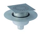 siphon de sol inox sort.Vert téléscopique GE50mm 200x200 ø63 mm trous ronds 3 Kn