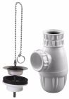 BB400 - Siphon de lavabo réglable Ø32mm - NF - Hauteur réglable de 132 à 188 mm - Bouchon PVC noir Ø40/45 - Chaînette chomée de 300mm