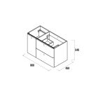 Meuble de salle de bain UNIIQ 900 gauche 1 porte et 2 tiroirs et fermeture amortie TERRACOTA 897 x 540 x 450 mm