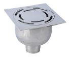 siphon de sol inox sort.Vert GE50mm 150x150 ø50 mm trous oblongs poli 3 Kn