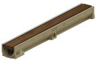 Caniveau en béton polymère avec grille inox bois chêne 304L - SELF 100 - long. 1m x larg. 100mm x haut. 95mm - classe A15